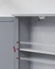 Close-up view of the interior of a gray cabinet with adjustable shelves and numbering indicating shelf positions. Náhled obrázku produktu