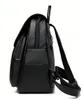 Side view of a black leather backpack. Podgląd zdjęcia produktu