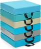 A stack of six square floor cushions in various colors, each with a black handle. Produktbild-Vorschau