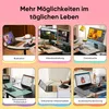 Collage of six images showing different uses of a graphics tablet, with German text labels. Voir les images du produit