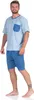 Herren Pyjama Short und T-Shirt Schlaf-Anzug; Grüngrau L/50 Produktbild-Vorschau 3