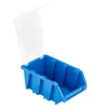 A blue plastic storage bin with a clear lid is shown against a white background. Produktbild-Vorschau