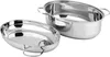 Two stainless steel oval roasting pans are shown on a white background. One pan is nested inside the other. Anteprima dell’immagine prodotto