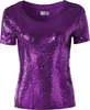 Pailletten-Kurzarm-Shirt - lila, XL Produktbild-Vorschau 5