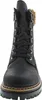 A front view of a black lace-up boot with fur trim. Anteprima dell’immagine prodotto