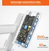 A close-up view of a vacuum cleaner's internal battery and circuitry, with marketing text highlighting its features. Produktbild-Vorschau