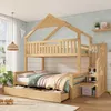 Kinder-Etagenbett 90x200 & 140x200 cm mit Giebeldach, Produktbild-Vorschau 18
