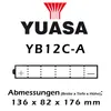 YUASA YB12C-A Batteries 12 AH Voir les images du produit 2