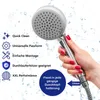 A hand holding a shower head with various feature callouts and text overlays. Anteprima dell’immagine prodotto