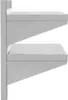 A side view of a silver metal wall shelf with two shelves, mounted on a vertical support. Anteprima dell’immagine prodotto