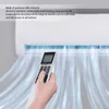 A hand holding a remote control in front of an air conditioner. Produktbild-Vorschau