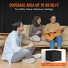 Three people are sitting on a couch and on the floor, with one playing a guitar. There is text overlaying the top of the image and a small inset image of the product at the bottom right. Voir les images du produit
