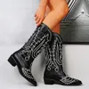 ASKSA Bottes de Cowboy pour Femmes Bottes hautes brodées à Voir les images du produit 4