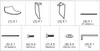 An assembly diagram showing parts and hardware for a product. Produktbild-Vorschau