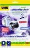 The image shows the packaging of a UHU air dehumidifier. Produktbild-Vorschau