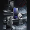 A dark, smoky background with shelves, showcasing multiple phone cases and phones. Produktbild-Vorschau