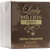 Originalbox des Lady Million Privé Eau de Parfum mit 80 ml, gestaltet in Metallic-Braun mit auffälligem Goldlogo und dekorativem Schriftzug. Voir les images du produit