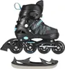 A pair of black and blue inline skates with a black skate guard shown below. Anteprima dell’immagine prodotto