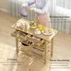 HOMCOM Desserte de cuisine à roulettes en bambou, chariot Voir les images du produit 3