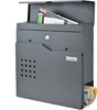 A gray mailbox with a newspaper compartment is shown against a white background. Produktbild-Vorschau