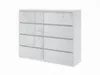 A white, high-gloss dresser with eight drawers, presented on a white background. Produktbild-Vorschau