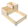 A tiered wooden raised garden bed kit made of unfinished wood and metal corner brackets, shown assembled against a white background. Voir les images du produit