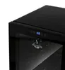 Close-up shot of the top corner and door of a black wine cooler. Produktbild-Vorschau