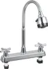 A chrome kitchen faucet with a flexible neck and cross handles, shown against a white background. Podgląd zdjęcia produktu