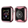 Two views of a rose gold Apple Watch case, one showing the front with the screen and the other showing the back. Produktbild-Vorschau