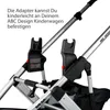 Close-up view of adapters attached to a stroller frame. Produktbild-Vorschau