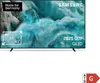 A Samsung QLED TV displaying a nature scene, with size indicators and branding. Produktbild-Vorschau