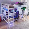 A loft bed with a desk and gaming setup, featuring LED lighting. Produktbild-Vorschau