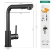 A diagram of a black kitchen faucet with dimensions and installation details. Produktbild-Vorschau