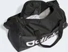 An open black duffel bag with white Adidas branding on the side, containing some clothing items. Produktbild-Vorschau