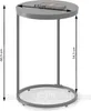 A gray side table with dimensions indicated by arrows and text. Náhled obrázku produktu