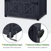 Close-up views of a dark gray wooden cabinet, highlighting its features. Produktbild-Vorschau