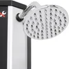 A close-up view of a silver and black outdoor shower with a chrome showerhead. Náhled obrázku produktu