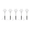 Five snowflake-shaped LED lights on stakes, connected by a wire. Podgląd zdjęcia produktu