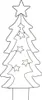 A black and white outline drawing of a Christmas tree with stars inside. Podgląd zdjęcia produktu