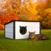 QLS Casetta per gatti in legno isolata 73×52×38 cm con Anteprima dell’immagine prodotto 1