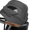 A close-up view of a stroller canopy and handle. Produktbild-Vorschau