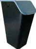 A black trash can with a gray lid, shown against a white background. Produktbild-Vorschau