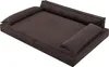 A brown dog bed with bolsters on three sides, shown from a slightly elevated diagonal angle. Podgląd zdjęcia produktu