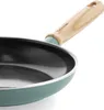 A close-up shot of a teal frying pan with a wooden handle. Náhled obrázku produktu