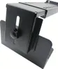A black metal computer mount with a knob for adjustment, shown from a low angle against a white background. Voir les images du produit