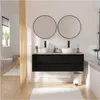 Meuble double vasque SORRENTO suspendu avec plan effet bois Voir les images du produit 1