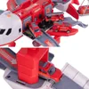 A toy airplane with multiple fire trucks inside and on ramps. Produktbild-Vorschau
