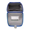 The inside of an open blue backpack. Voir les images du produit