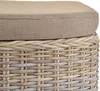 A close-up view of the top portion of a woven basket with a cushioned lid. Produktbild-Vorschau