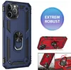 A collage of images showing a protective phone case in blue and red, with a ring holder and demonstrations of its features. Produktbild-Vorschau